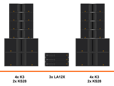 L-Acoustics K3 geluidset huren, stacked